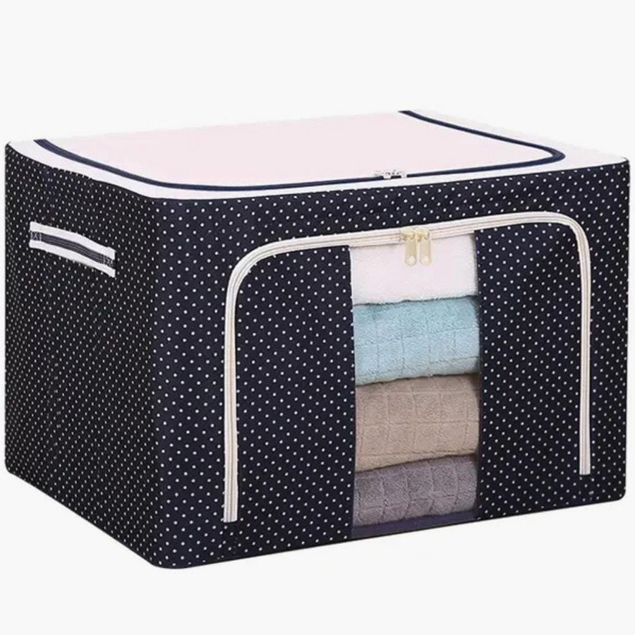 BELIVERSE Steel Frame Storage Box Oxford Cloth Storage Box Quilt Storage Box Folding Wardrobe Fabric Extra Large Storage Bag (100L x 4Pcs)