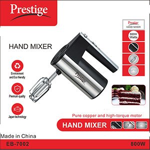 Prestige 800W Stainless Steel Electric Egg Beater & Hand Mixer - Heavy Duty Multi-functional Cake Beater