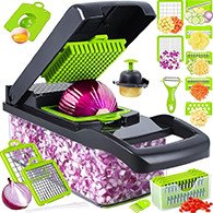 Vegetable Chopper Mandoline Food Slicer – Durable Stainless Steel Blades Vegetable Slicer Mini Food Processor – Multifunction Mandoline Slicer for Kitchen – Easy to Clean and Includes Protective Glove