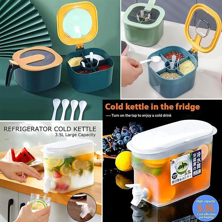 2-in-1 Smart Kitchen Organizer Combo (Spice Box + Drink Jar)